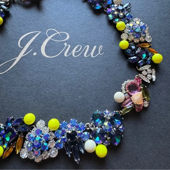 J. Crew multi-color iridescence crystal statement necklace - Picture 3 of 7